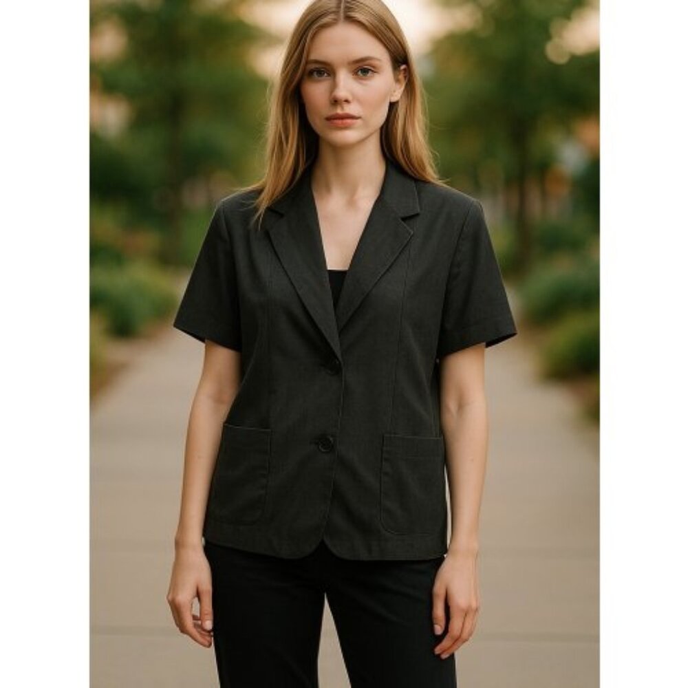 ONLY NECESSITIES Black Short Sleeve Blazer Jacket Ladies Size 14W